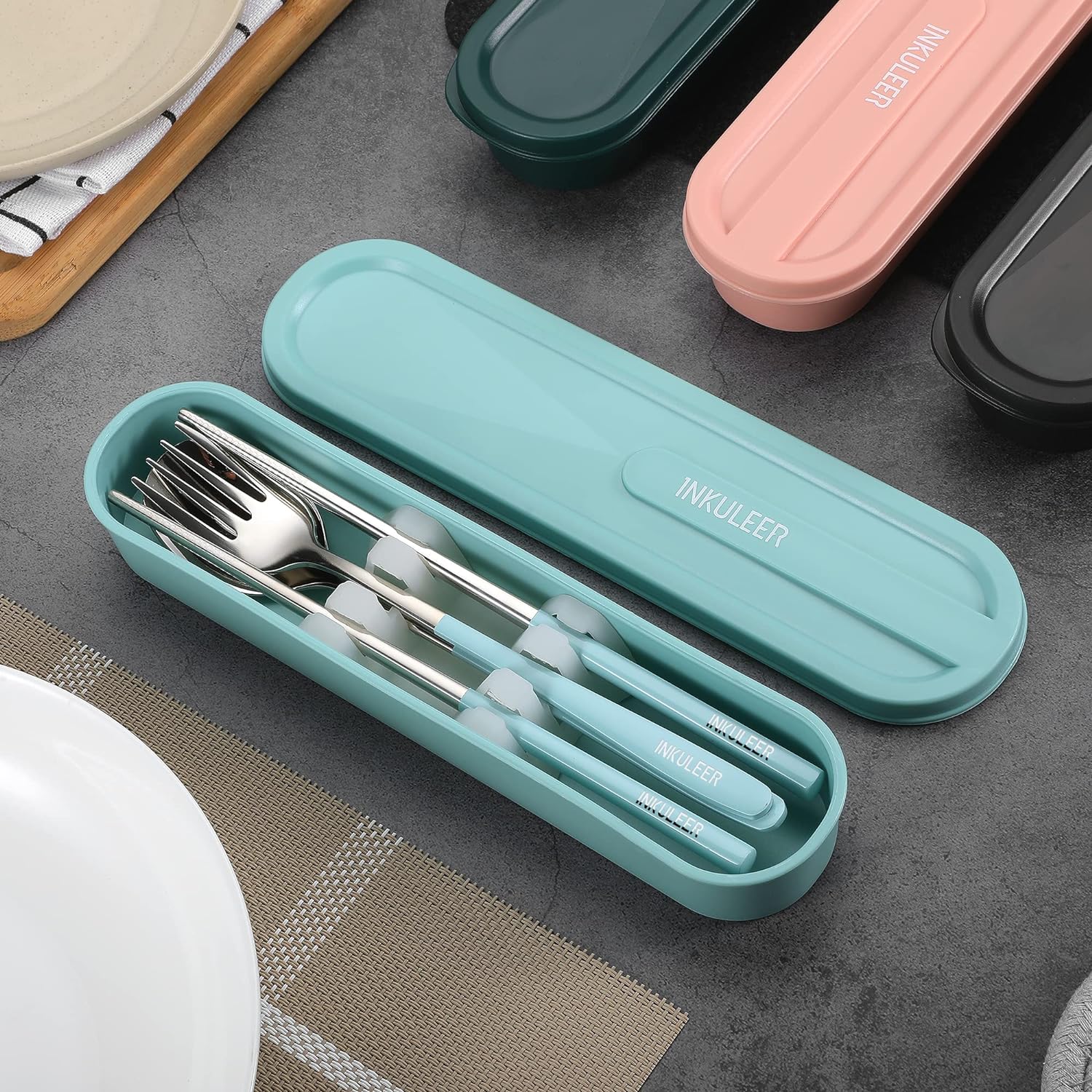 Travel cutlery set, Stainless Steel Cutlery, Reusable utensils set with case, Portable Silverware -18/8 Travel cutlery set, Stainless Steel Cutlery, Reusable utensils set with case, Portable Silverware -18/8